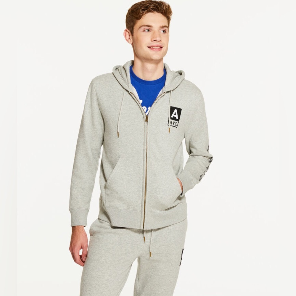 Aeropostale NYC Heritage Full-Zip Hoodie | Light Heather Gray | NEVER WORN
